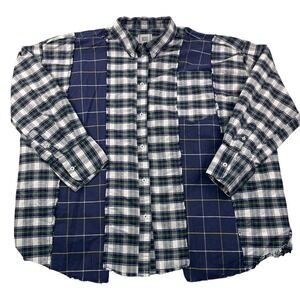 BDG Urban Outfitters Patchwork Plaid Flannel Shirt Navy Green Lg Women Oversized